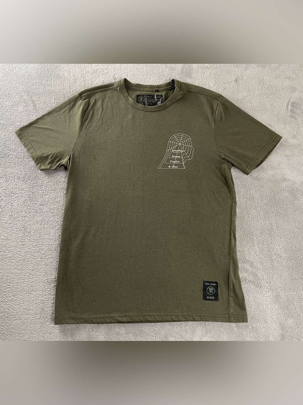 Roark RUN AMOK SHORT SLEEVE T SHIRT Mens Size Small Olive Green T-Shirt